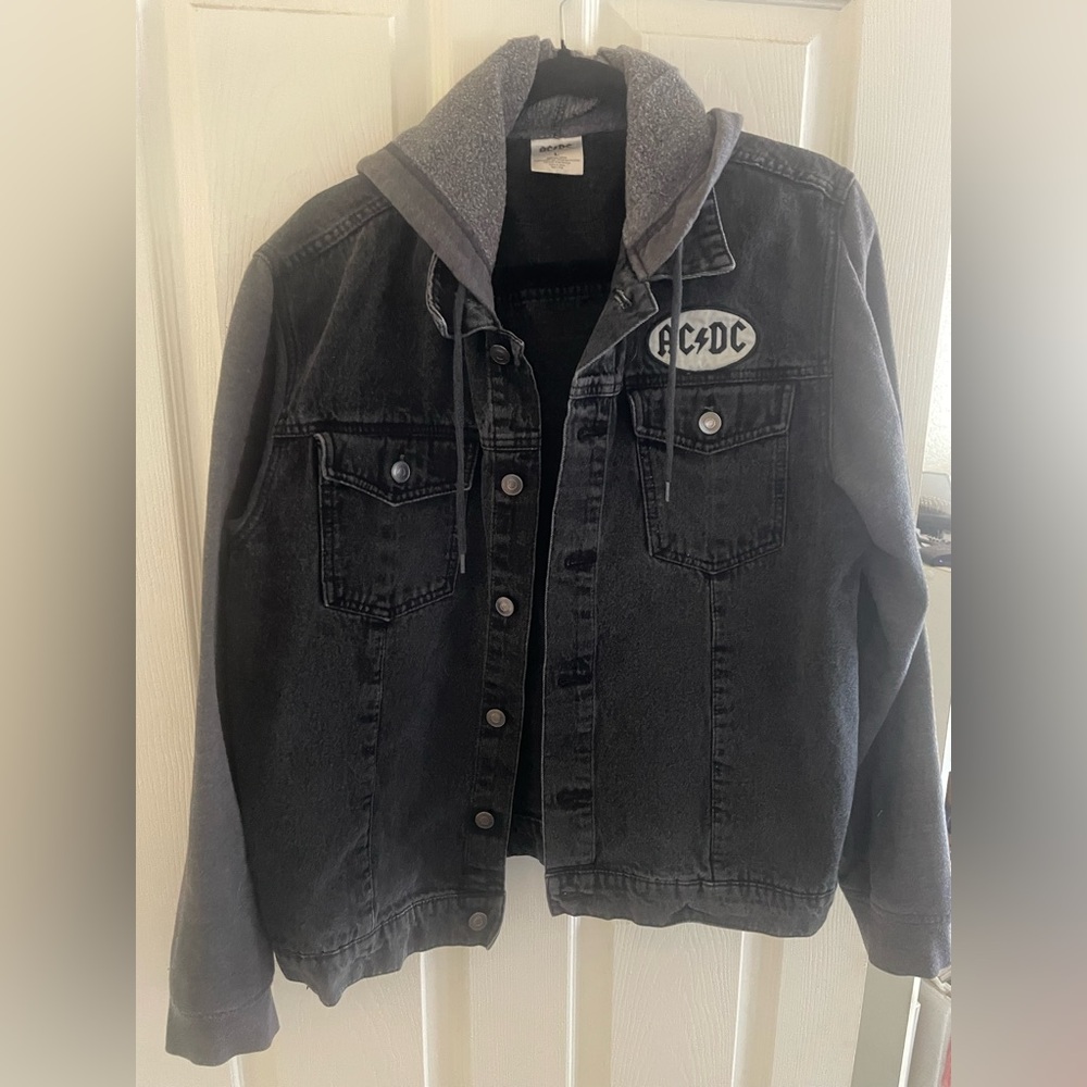 AC/DC Black Jacket with Gray Hood